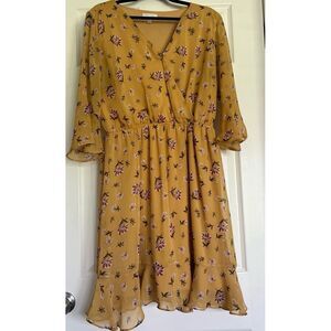 Lauren Conrad Floral Yellow Dress Size XL